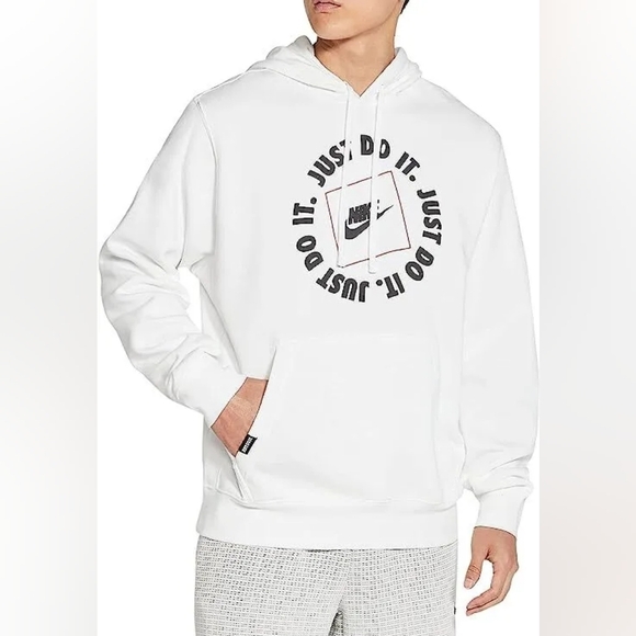 New With Tags Nike Just Do It Graphic Hoodie Sweater Multiple Sizes White - Picture 1 of 1
